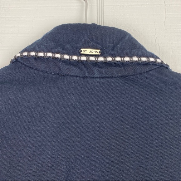 St. John Sport by Marie Gray Black Zip Up Bomber Jacket White Stitching Trim P - Picture 5 of 8